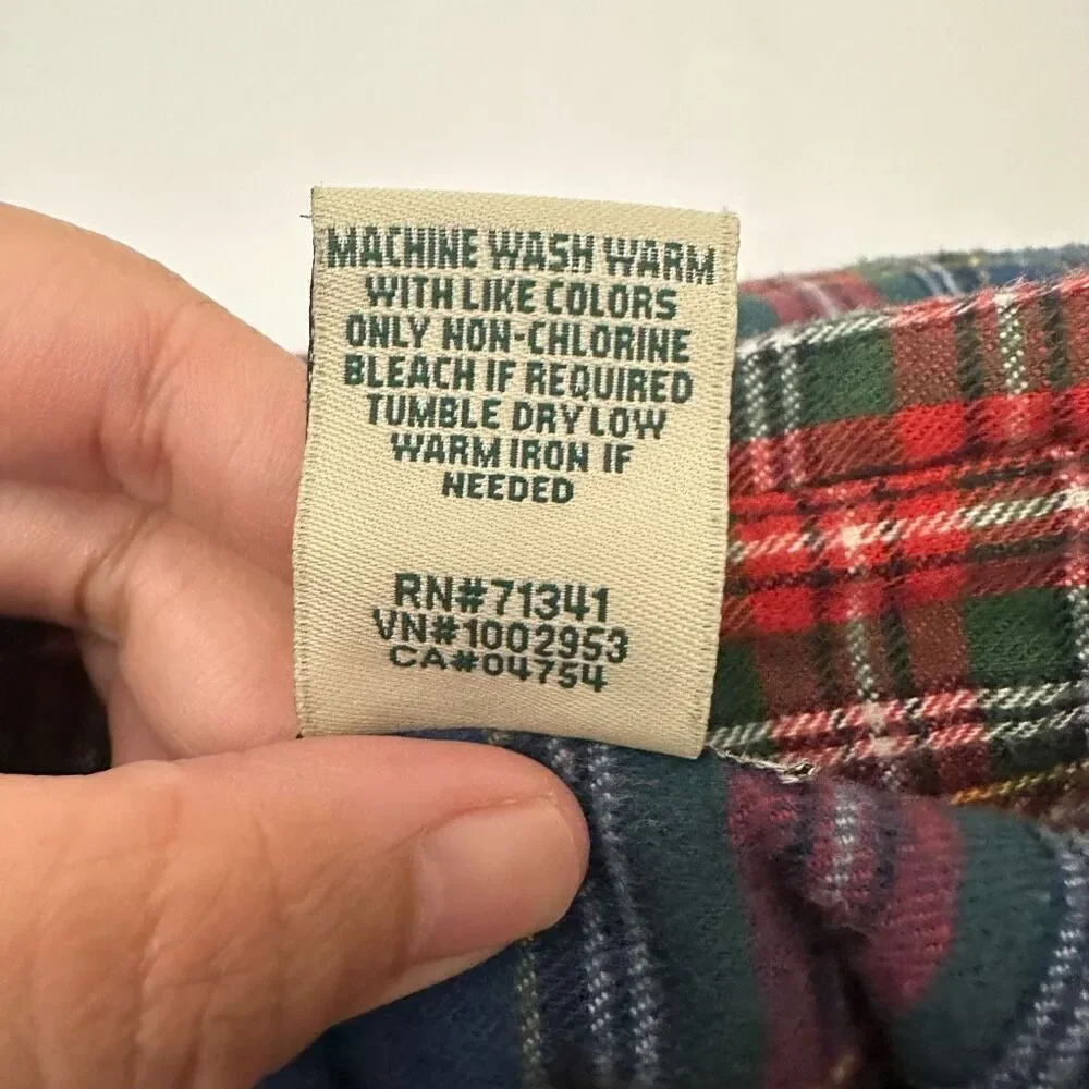 L.L. Bean Blue Scotch Red Blue‎ Plaid LS Top Cotton Flannel Traditional Fit sz M